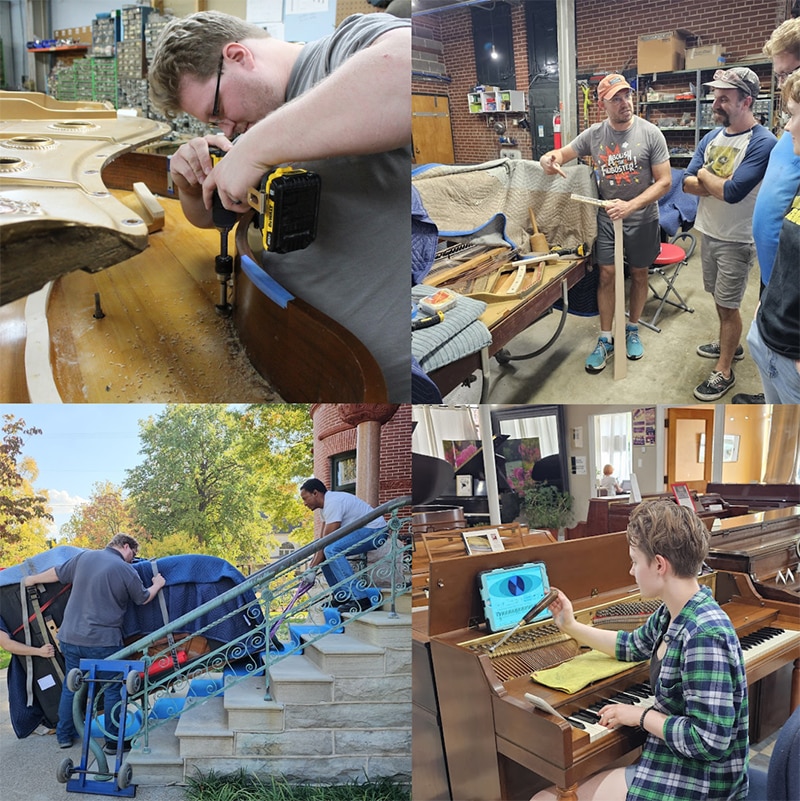 Jackson Pianos employees rebuilding, moving and tuning pianos